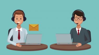 Müşteri hizmeti ve çağrı merkezi Hd animasyon