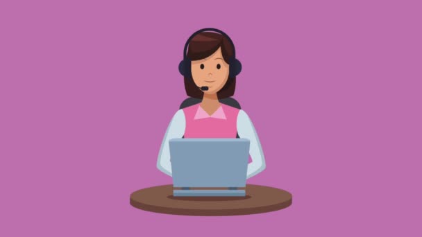 Servicio al cliente y call center HD animación — Vídeo de stock