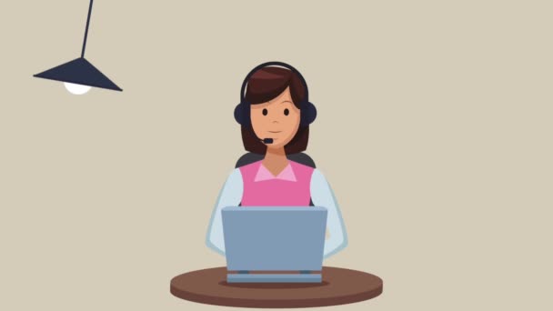 Servicio al cliente y call center HD animación — Vídeo de stock