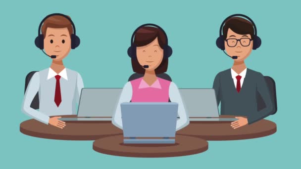 Servicio al cliente y call center HD animación — Vídeo de stock