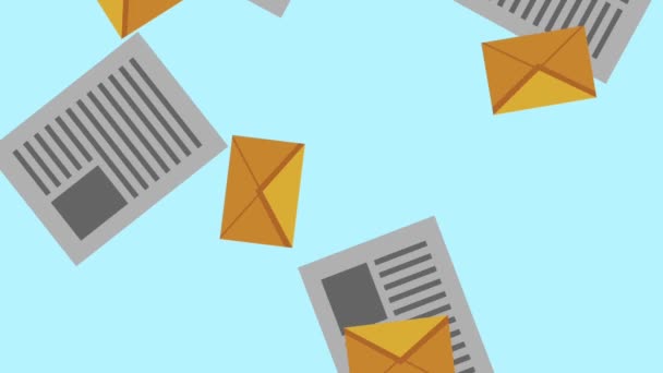 Mails and documents falling HD animation — Stock Video