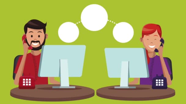Teknik destek ve çağrı merkezi hizmeti Hd animasyon — Stok video