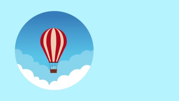 Hot air balloon travel HD animation — Stock Video