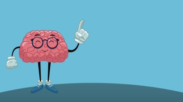 Divertido cerebro de dibujos animados HD animación — Vídeo de stock