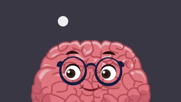 Divertido cerebro de dibujos animados HD animación — Vídeo de stock