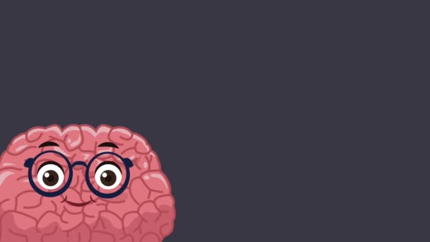 Divertido y lindo cerebro de dibujos animados HD animación — Vídeos de Stock