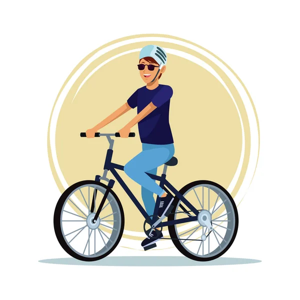 Молодий чоловік з велосипедом — стоковий вектор