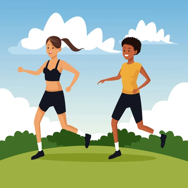 Frauen rennen im Park — Stockvektor