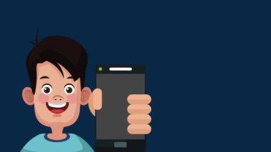 Sevimli çocuk ile smartphone Hd animasyon