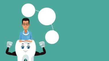 Diş çizgi film ve dişlerle ilgili sağlık bilgisi Hd animasyon