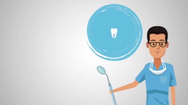 Diş hekimi karikatür ve dişlerle ilgili sağlık bilgisi Hd animasyon