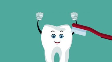 Diş çizgi film ve dişlerle ilgili sağlık bilgisi Hd animasyon