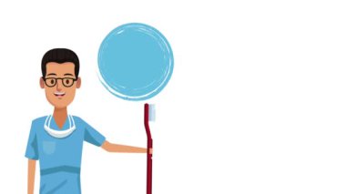 Diş hekimi karikatür ve dişlerle ilgili sağlık bilgisi Hd animasyon