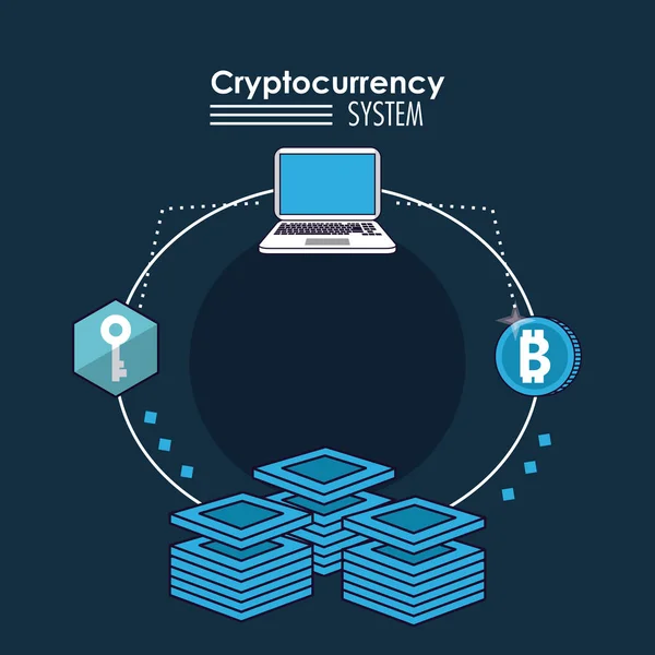 Cryptocurrency system technology — Stock Vector