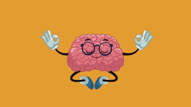 Cute brain cartoon HD animation — Stock Video