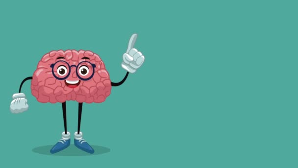 Lindo cerebro de dibujos animados HD animación — Vídeo de stock