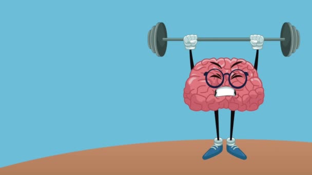Lindo cerebro de dibujos animados HD animación — Vídeo de stock