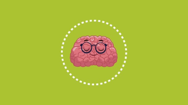 Mignon cerveau dessin animé animation HD — Video