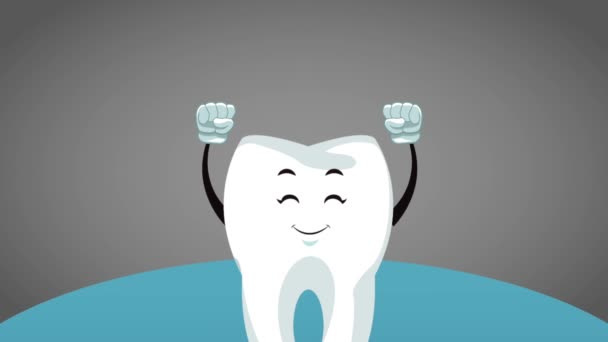 Dientes de dibujos animados e higiene dental HD animación — Vídeo de stock