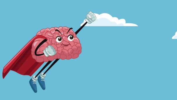 Engraçado desenho animado do cérebro HD animação — Vídeo de Stock