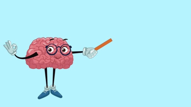 Divertido cerebro de dibujos animados HD animación — Vídeo de stock