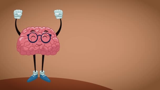 Divertido cerebro de dibujos animados HD animación — Vídeo de stock