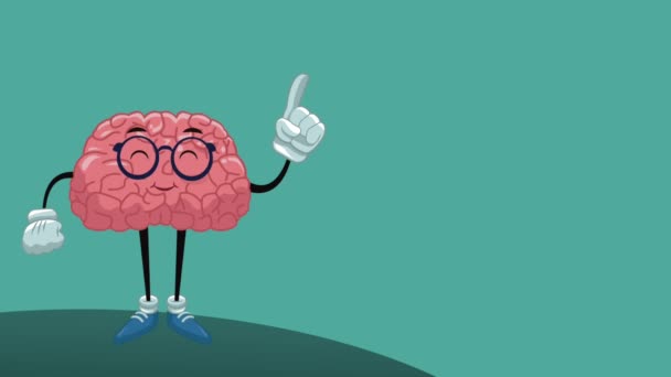 Divertido cerebro de dibujos animados HD animación — Vídeo de stock