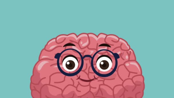 Divertido y lindo cerebro de dibujos animados HD animación — Vídeo de stock