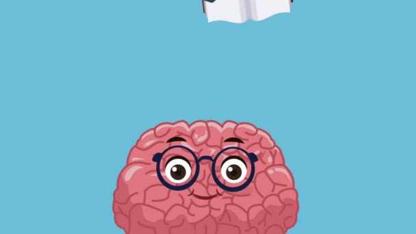 Grappig en schattig hersenen cartoon Hd animatie — Stockvideo