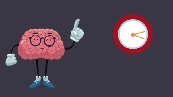 Roliga och söta hjärnan tecknad Hd animation — Stockvideo