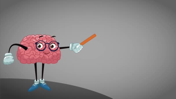 Divertido y lindo cerebro de dibujos animados HD animación — Vídeo de stock