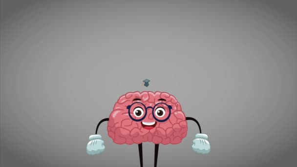 Divertido y lindo cerebro de dibujos animados HD animación — Vídeos de Stock