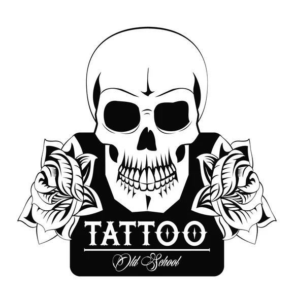 Diseño de estudio de tatuaje en blanco y negro — Vector de stock