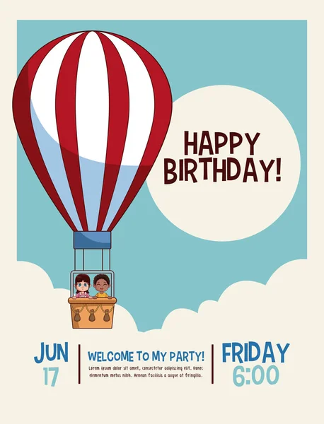 Joyeux anniversaire carte enfants — Image vectorielle