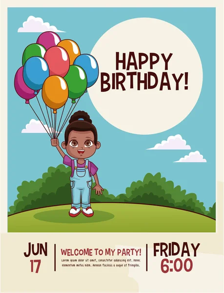 Feliz cumpleaños tarjeta de los niños — Vector de stock