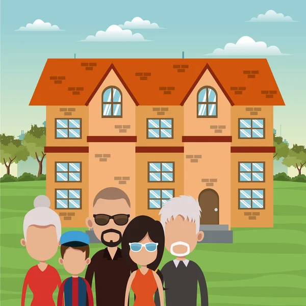 Οικογένεια και το σπίτι — Διανυσματικό Αρχείο