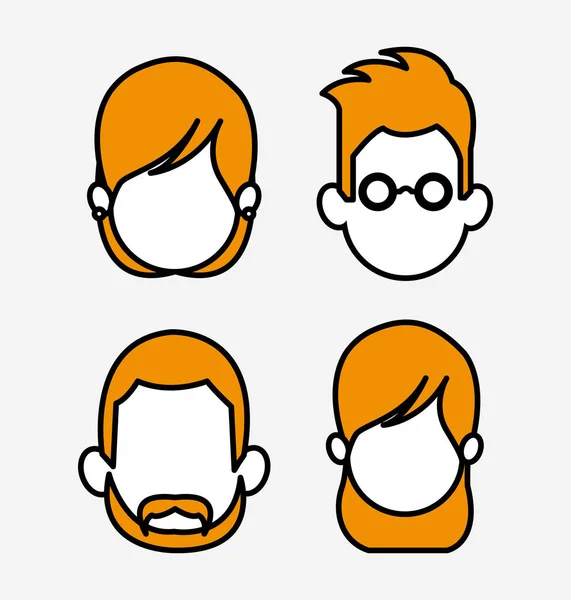 Personas caricaturas sin rostro — Vector de stock