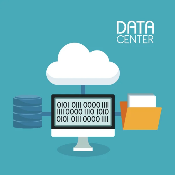 Computer Sicuro Con Elementi Del Data Center Disegno Grafico Vettoriale — Vettoriale Stock