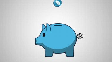 Domuz tasarruf yüksek çözünürlüklü renkli animasyon sahneleri düşen Bitcoin