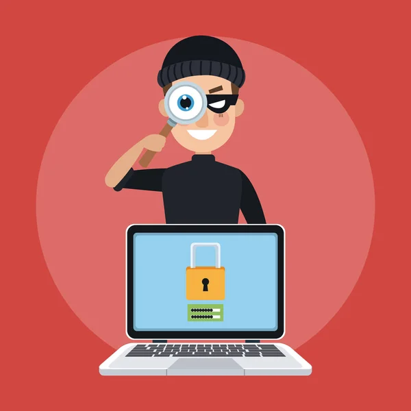 Хакер и система безопасности — стоковый вектор