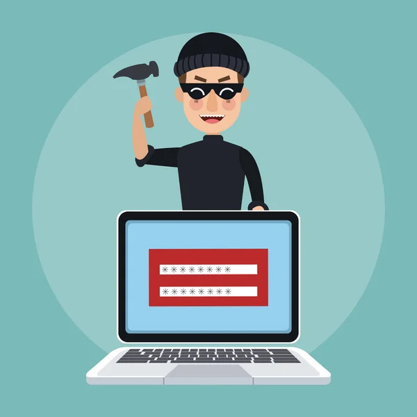 Хакер и система безопасности — стоковый вектор