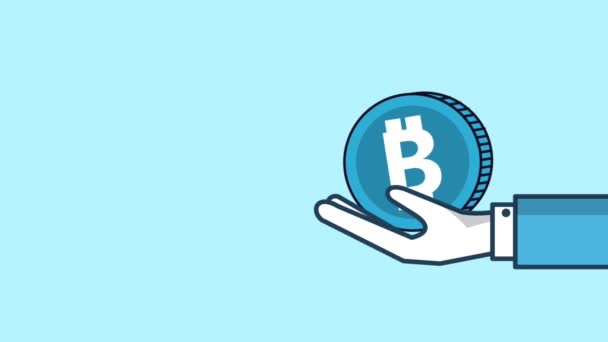 Bitcoin criptomoneda dinero HD escenas de animación — Vídeo de stock