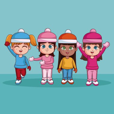 Kış giysileri çocuklarla