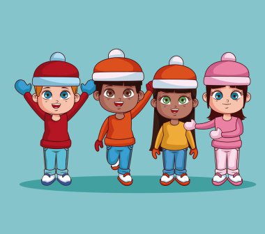 Kış giysileri çocuklarla