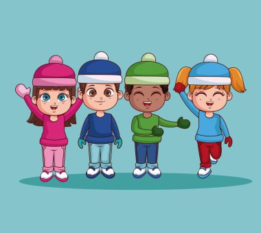 Kış giysileri çocuklarla