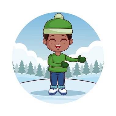 Kış giysileri içinde mutlu çocuk