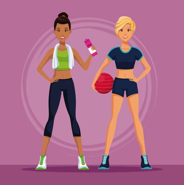 Sport femmes dessins animés — Image vectorielle
