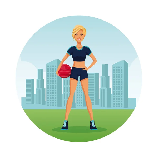 Fitnesswoman en la ciudad — Vector de stock