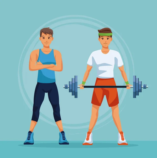 Fitness mens cartoons — Stock Vector