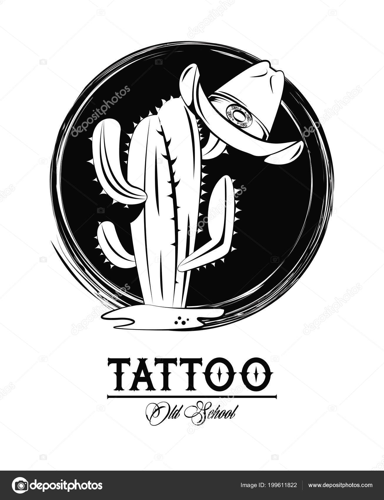 Tatuagem de cacto vector velha escola
